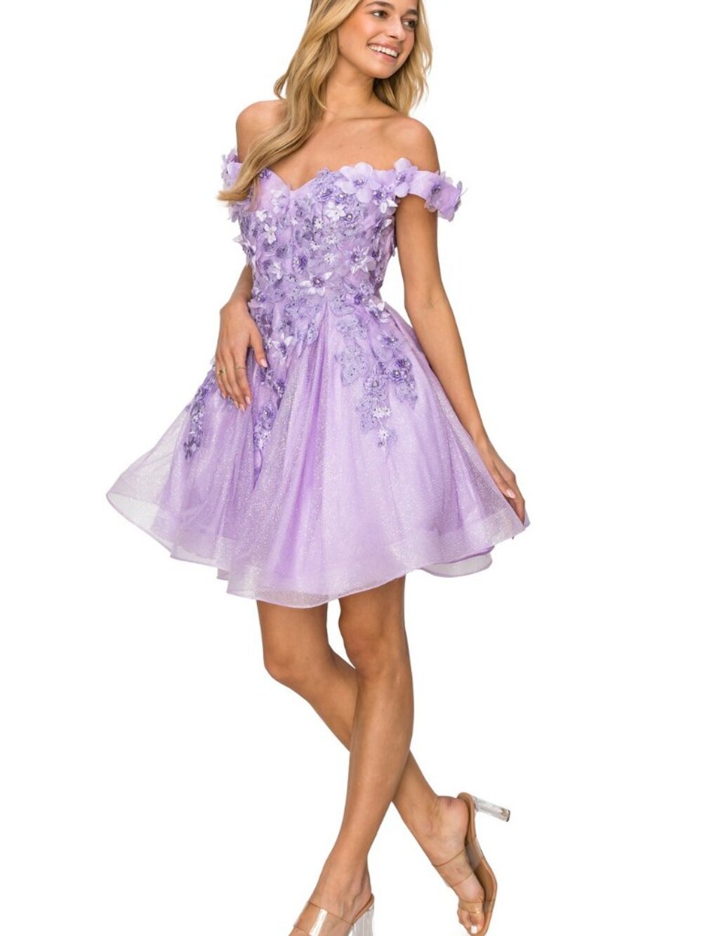 NEW LILAC Glitter Sweetheart Cocktail Dress Embellished 5120J